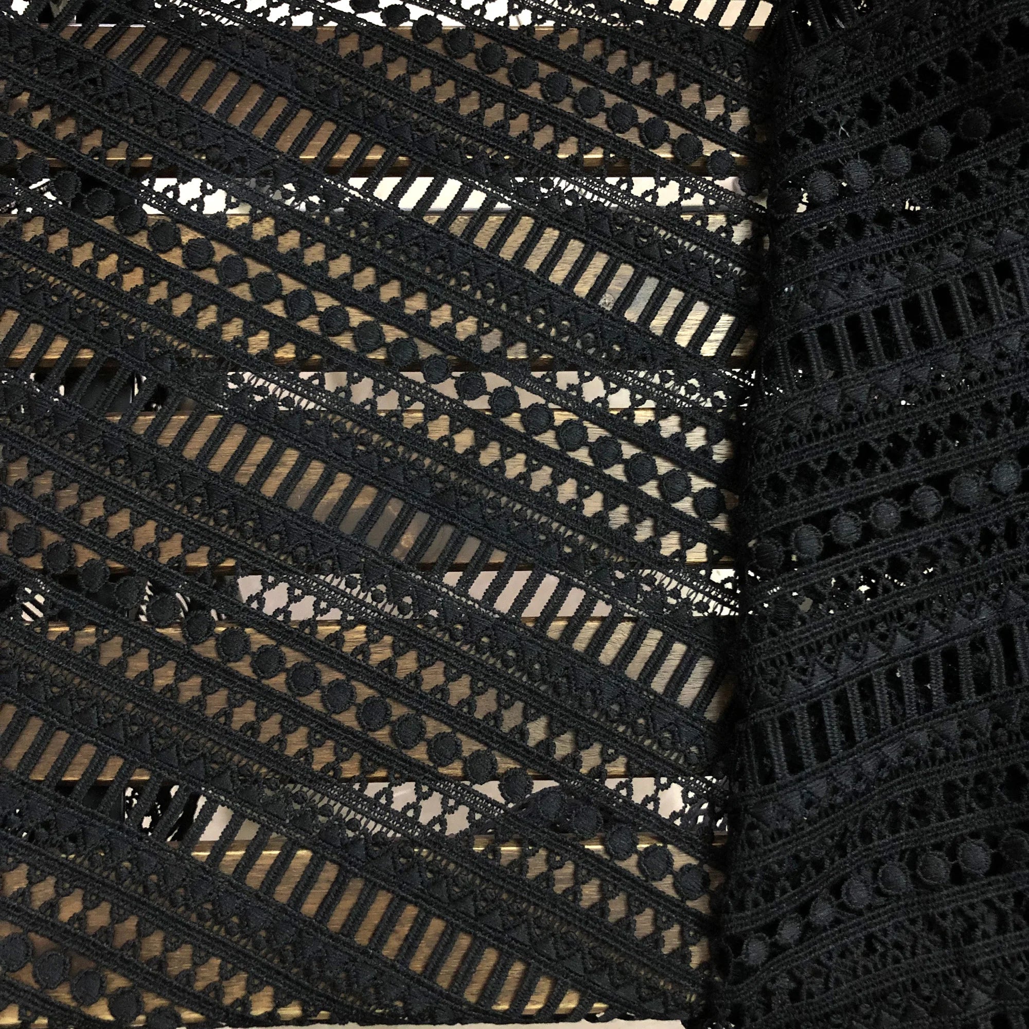 BLACK African Embroidery Wedding Dresses Cord Lace Fabric