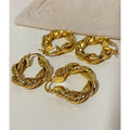 2 Designs Light Weight Hollow Stainless Steel Earrings Twisted Rope Earrings Women Water Resistant Statement Punk Jewelry Hot