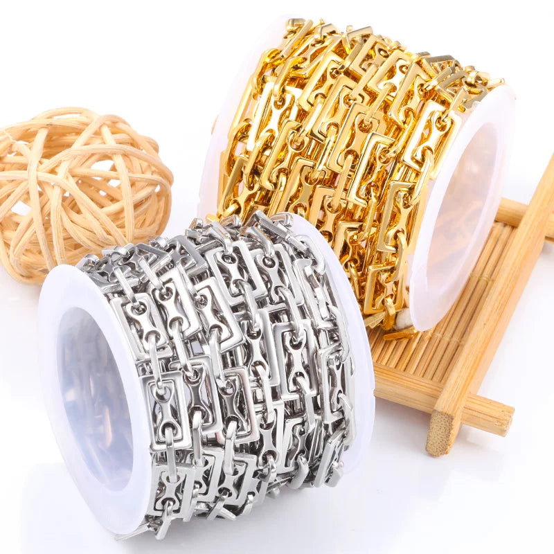 2024 New Design Square Chain for Women Men Non Tarnish Waterproof Stainless Steel Chains for DIY Necklace and Bracelets Jewelry