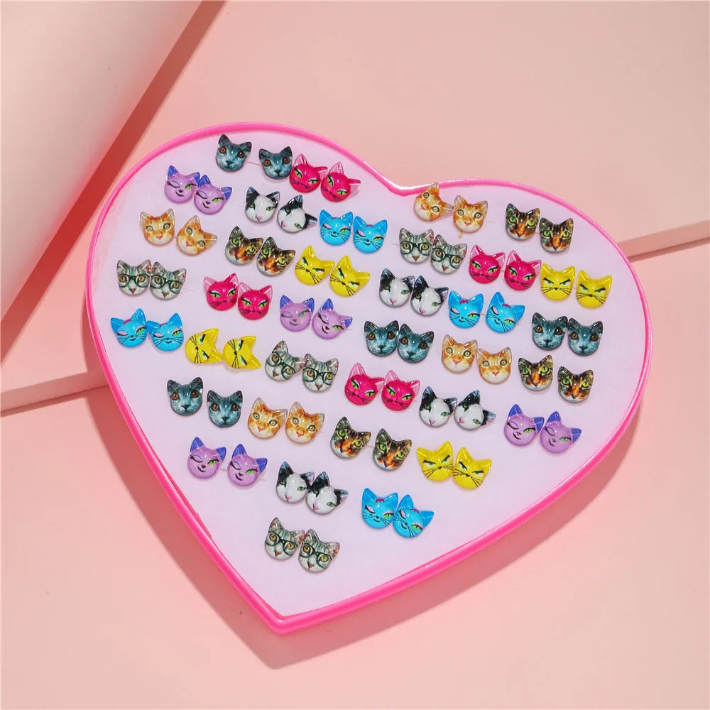 Hot Sale Earring Jewelry Fancy Good Quality 36 Pairs Set Pack Korea Style Opal Small Earring