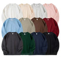 OEM Custom 350Gsm 100%Cotton Men's Pullover Fleece Thickened Solid Color Couple Oversize Crew Neck Sweatshirt