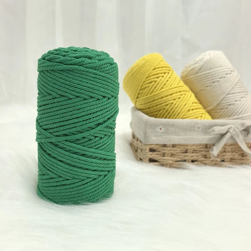 Handmade DIY Materials Macrame Cord-3mm 100% Cotton Fancy Yarn Dyed Pattern Carded Strong Hand Knitting Tapestry Making 24