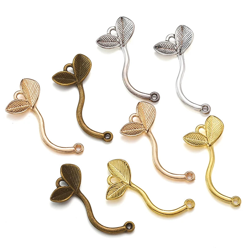 4 Color Little Sapling Charms for Necklace Bracelet Pendant Metal Alloy DIY Jewelry Marking 33*15mm Q265