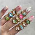 40 Style Wholesale  Fashion Drop Oil of Heart love  Smiling Face Pattern Copper Ring for Women