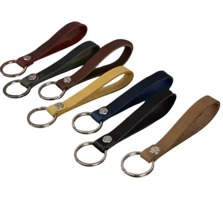 Multi Color Keychain Leather Genuine Strap Custom Smooth Genuine Leather Keychain