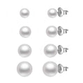 Trendy White Real Pearl Earrings 925 Sterling Silver Studs with 5mm 6mm 7mm 8mm Gold Plated Button Freshwater Cultured Pearls