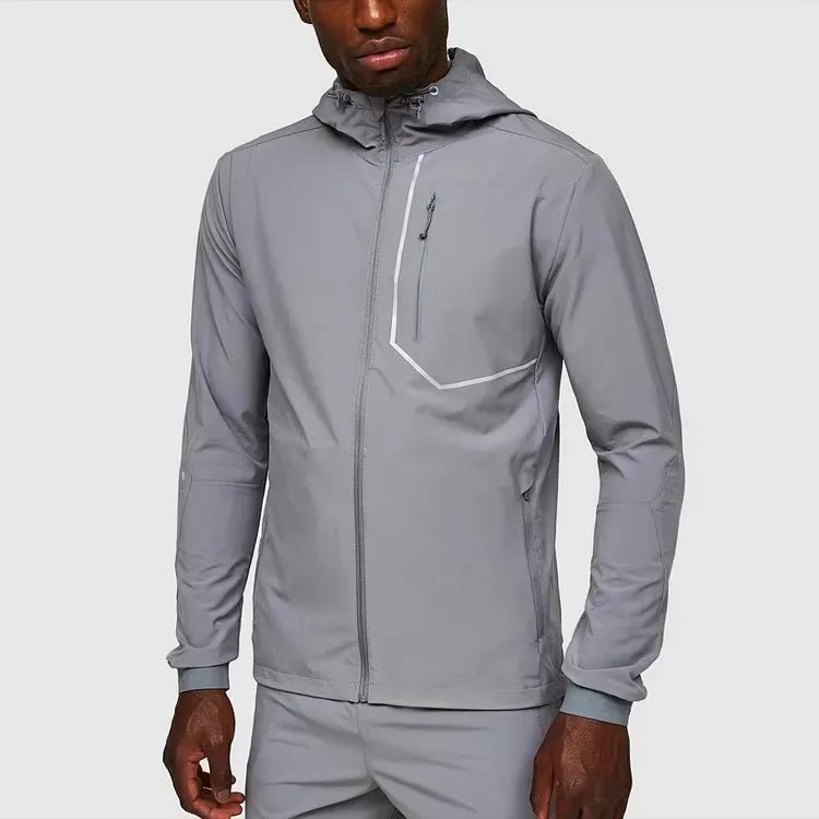 Sports Clothing Zipper Waterproof Sports Jacket Dry Fast Windbreaker Athletic Hood Jacket for Men