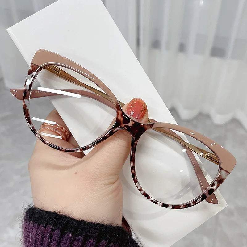 Saije Blue Light Blocking Glasses Cat Eye Blue Light Glasses for WomenSpring Hinges Anti Blue RayEyesatrain Computer Eyeglasses