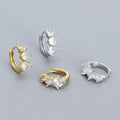 SP Shiny Silver Hoops 18K Gold Plated Elegant Zircon Rhinestone Hoops Sterling Silver