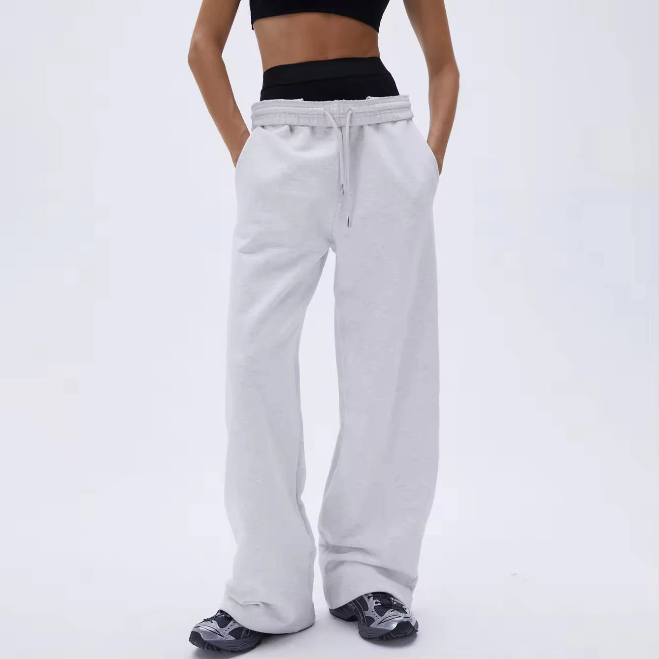 Custom 420GSM Heavy Weight Cotton Joggers Pockets Casual Loose Fit Anti-Wrinkle Breathable Lounge Pants High Waisted Sweatpants