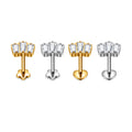 F136 16G Titanium G23 Body Piercing Jewelry Push CZ Labret Stud Earrings for Tragus Cartilage Lobe Helix Daith Inlaid Lip Studs