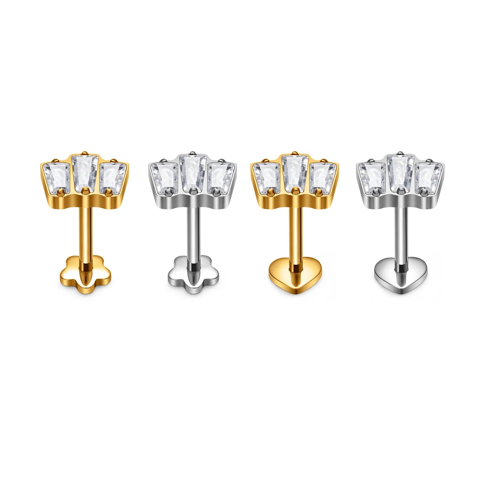 F136 16G Titanium G23 Body Piercing Jewelry Push CZ Labret Stud Earrings for Tragus Cartilage Lobe Helix Daith Inlaid Lip Studs