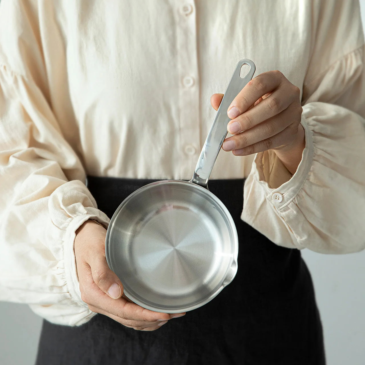 SHIMOYAMA Food Safe Frying Pan Small Egg Pancake Small Pan Stainless Steel Sauce Pots Handle Skillet for Eggs