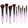 10 Pcs clear Acrylic Handle Red/ Rose Gold Makeup Brush Set Wholesale Eyeshadow Blush Makeup Brush Set Black Makeup Brushes Set