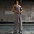 Women's Clothing 2024 Spring New V-neck Sleeveless Vest Draped Wide Leg Pants Casual Suit