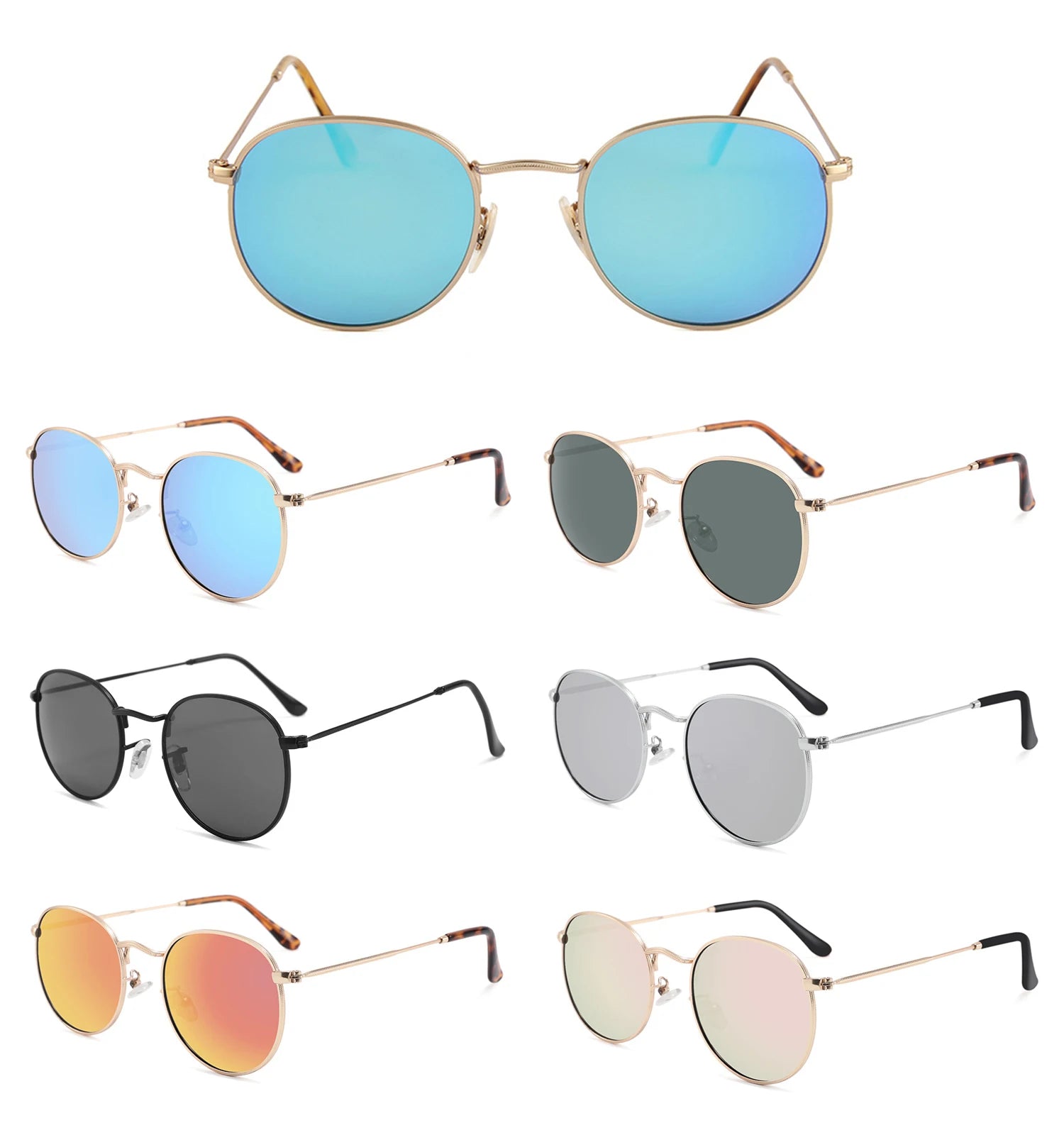New Arrival Wholesale Vintage Retro Classic Sun Glasses Round Metal Polarized Sunglasses for Women Men