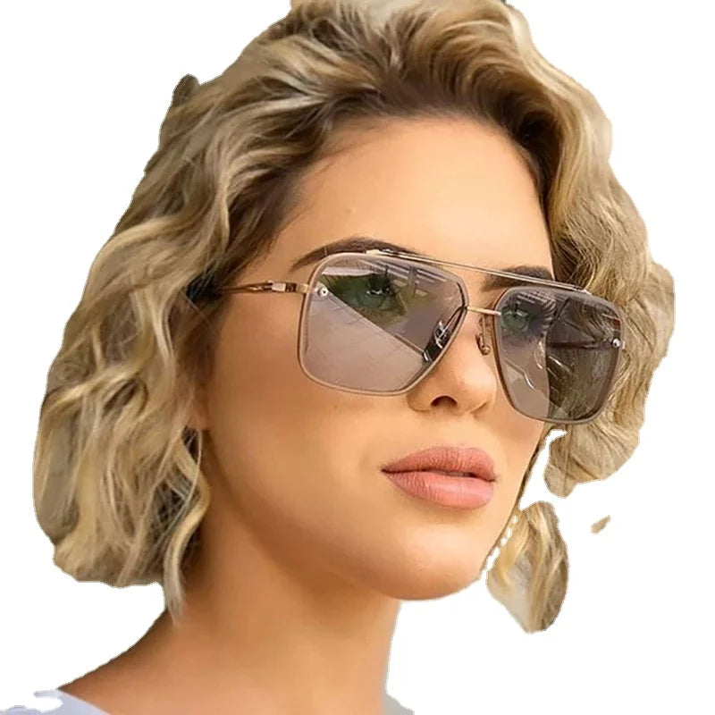 Queena 2022 Fashion Mach Six Aviation Style Gradient Sunglasses Cool Men Vintage Brand Design Sun Glasses