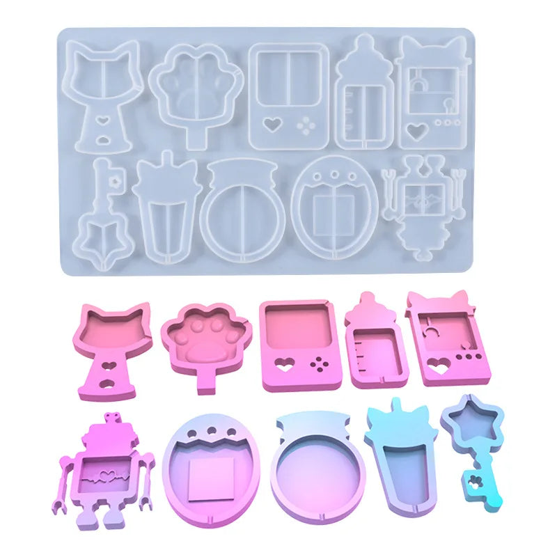 Silicone Shaker Mold for Quicksand Resin Casting DIY Jewelry Pendant Making Tool with OPP Bag Packaging Home DIY Accessories