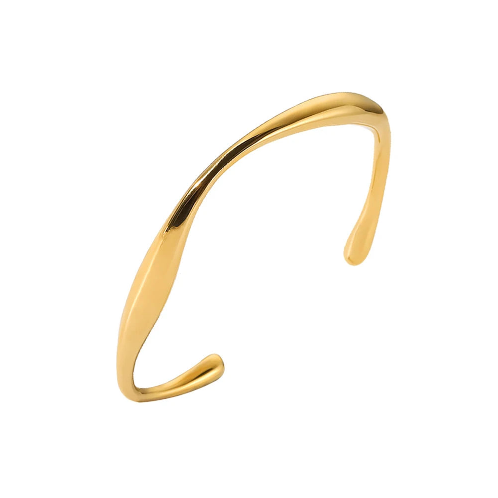 N&S Stylish Stainless Steel Fashion Bangle Irregular Open Design with Adjustable Fit