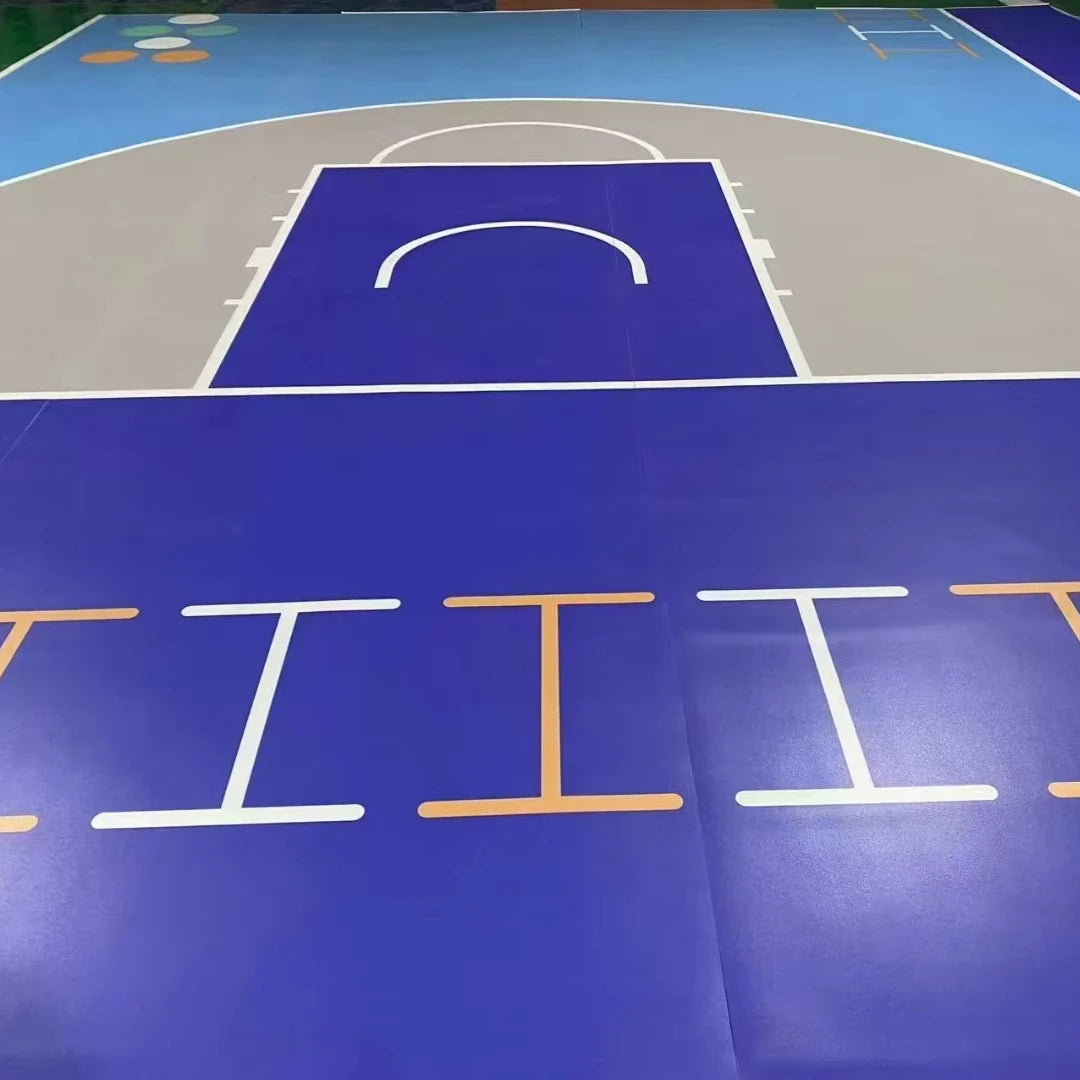 Health Club PVC Vinyl Sports Court Mat Badminton Gym Fitness Center Anti-Slip Wear Resistant Waterproof Functional Pattern Easy