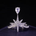 C8150 Abiding Trendy Iced Out Cubic Zirconia Shining Octagram Star 925 Sterling Silver Wedding Ring with Moonstone Gemstone