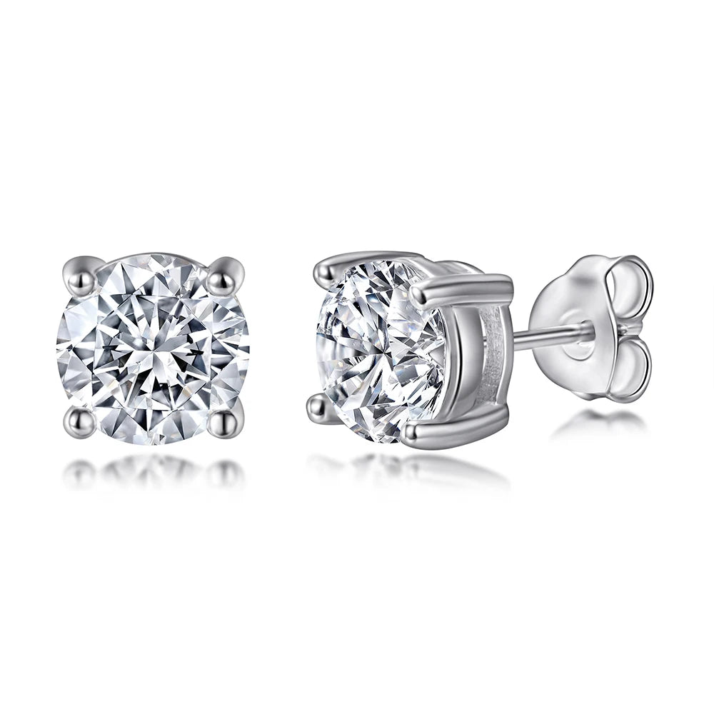 Real 925 Sterling Silver Jewelry Cubic Zircon Stud  Brilliant Earrings