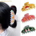 Cute Cartoon Pattern Gingerbread Elk Hair Claw Clips New Style Large 10cm Acrylic Hair Clip Clamps for Christmas Festival