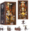 Minicity Miniature 3D Wooden Puzzle Christmas Magic Book Nook Kit with Dust Cover and LED Touch Light-Beyond Library