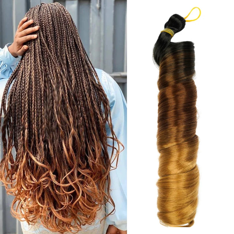 Wholesale High Quality Synthetic Fiber 150g Colorful French Curls Spiral Curl Hair Extension Wavy Braiding Single Weft 24 Inch