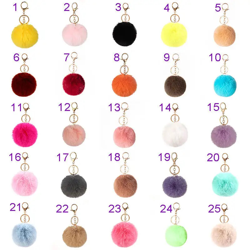 2021 Fashion Colorful Pom Pom Fur Keychain Wholesale