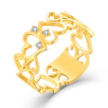 QX Luxury Fashion Fine Jewelry 925 Silver 18K Gold Plated Heart Zircon Wedding CLASSIC Rings for Women Valentine's Day Gift