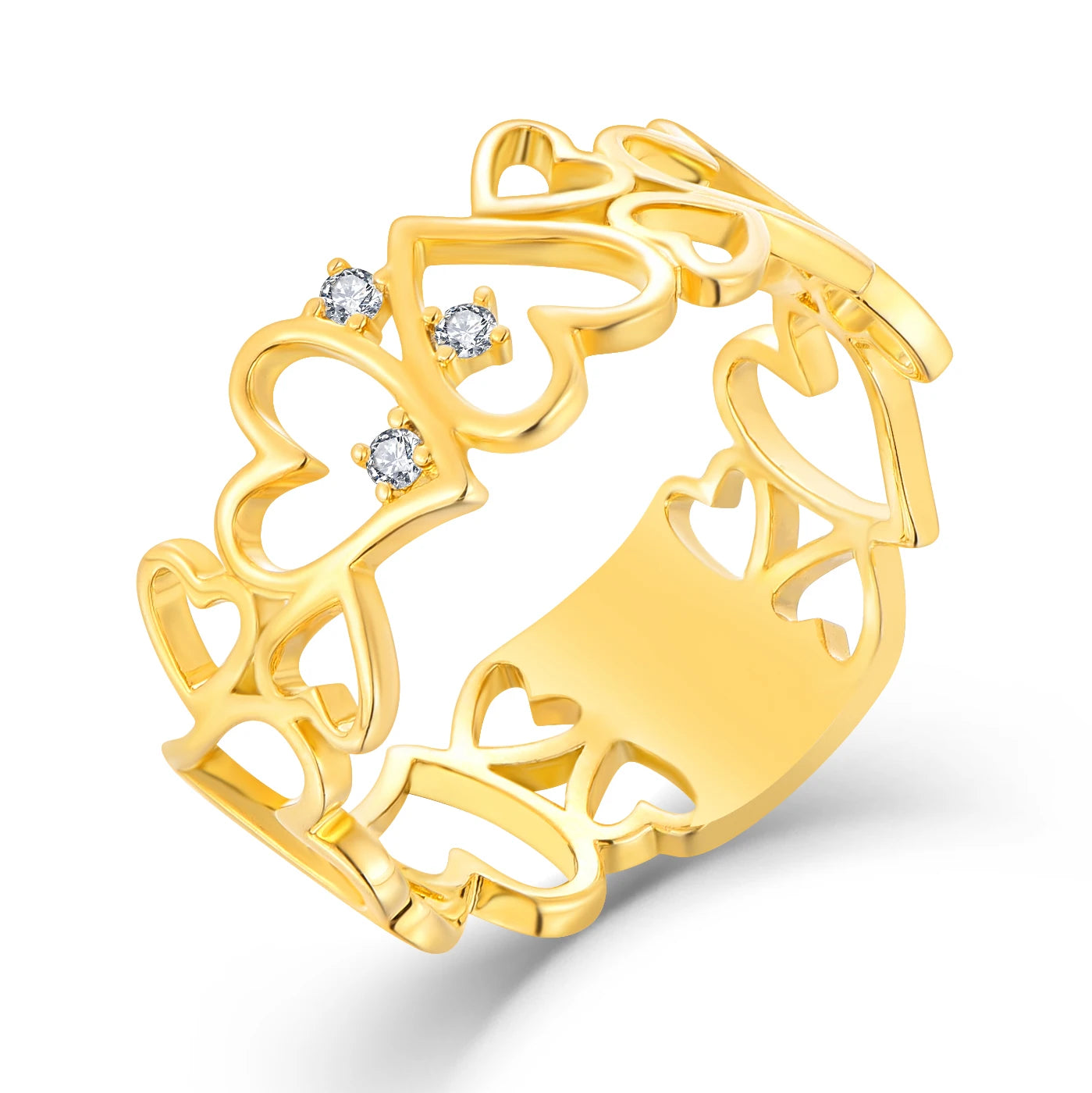 QX Luxury Fashion Fine Jewelry 925 Silver 18K Gold Plated Heart Zircon Wedding CLASSIC Rings for Women Valentine's Day Gift