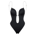 Bodysuit Shapewear Deep V-Neck Backless U Plunge Thong Shaper Women Clear Strap Padded Push up Corset