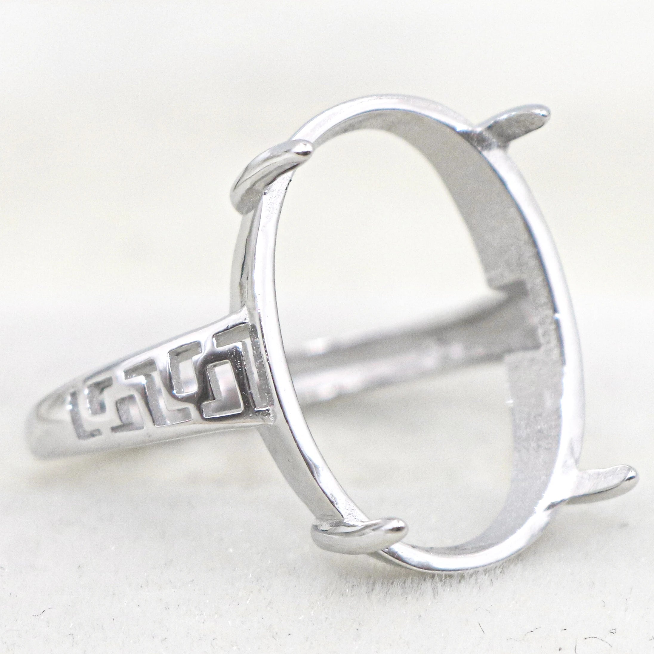 Sterling Silver 13*18mm Semi Mount Ring Empty Frame Blank Support Claws Setting S925 Base Holder Without Center Stone for Inlay