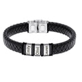 Wholesale Leather Bracelet Stainless Steel Engraved Name Men'S Leather Rope Bracelet Father'S Day Gift for Men