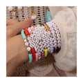 Heishi Surfer Bracelets Polymer Clay Heishi Beads Stretch Bracelets Bohemia Stackable Disc Beaded Bracelets Summer Beach Jewelry