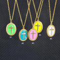 NM1207 Gift Stainless Steel O Charm Enamel Cross Pendant Necklace fashion Enameled Cross Colored Women Necklace