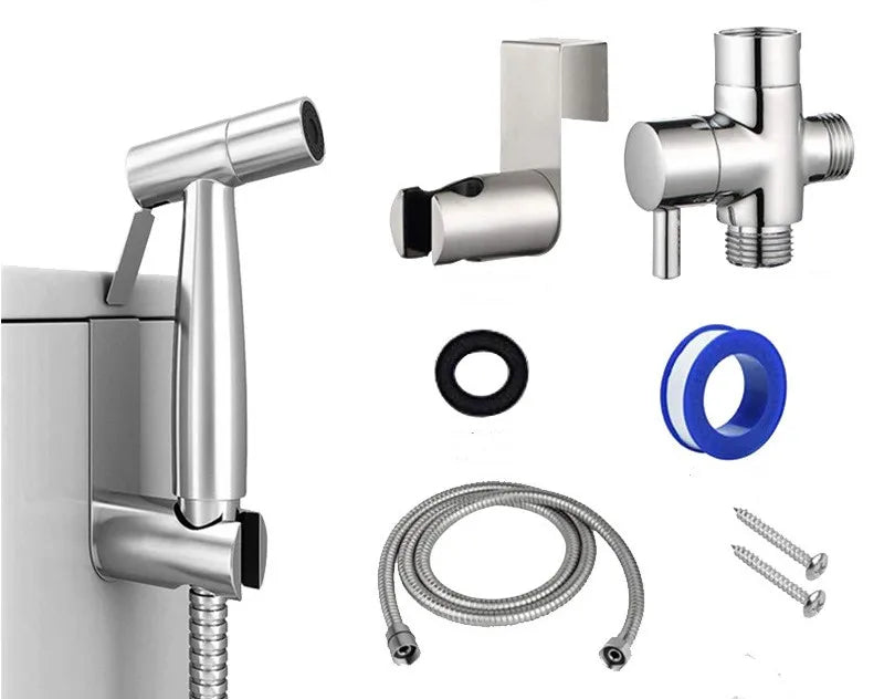 Bathroom Stainless Steel Portable Rainfall Handheld Toilet Bidet Spray Kit with 7/8 Water Manifolds