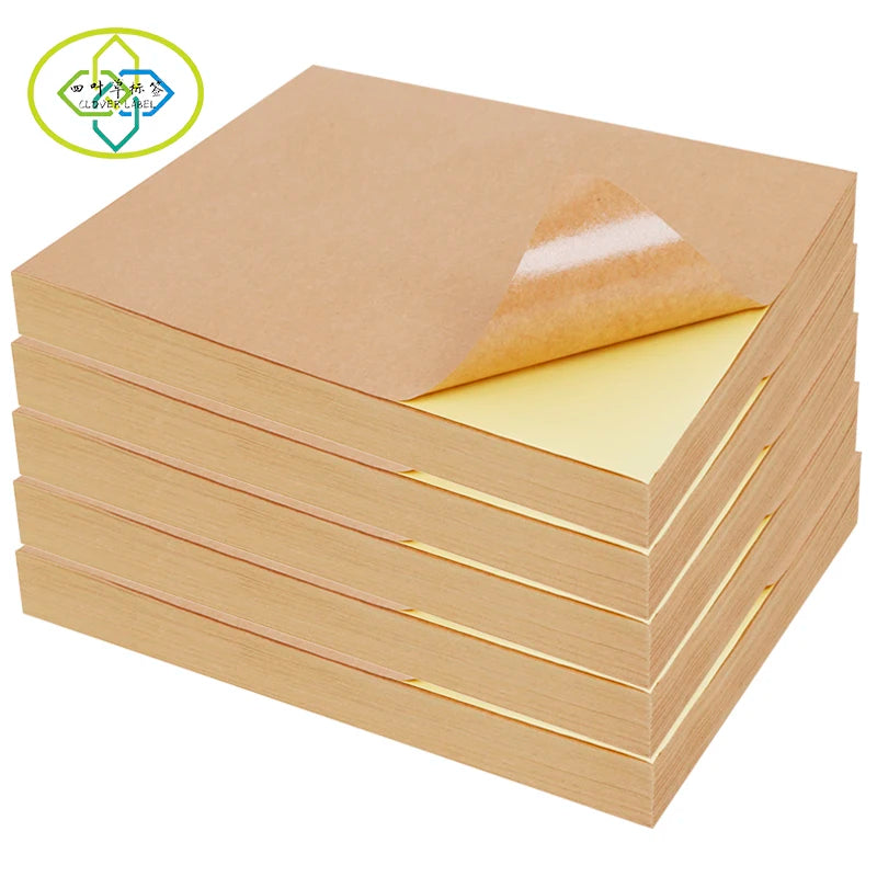 50 Sheets A4 Brown Kraft Paper Stickers Self Adhesive Inkjet Laser A4 Kraft Paper Sticker