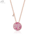 Luxury Necklace Jewelry 18K Soild Rose Gold Real Natural Diamond Pink Sapphire Circular Pendant Necklace Chain for Women