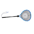 Large Folding Landing Net with Collapsible Aluminum Pole Handle Blue Bubble Rubber Durable Hand Fishing Net