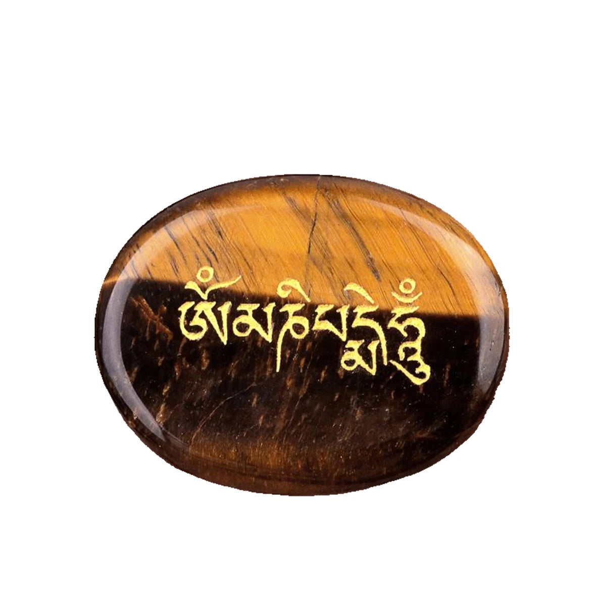 Fashion Style 35*45MM Elliptical Special Exquisite Text Laser Engraved Tiger Eye Stone Tray Pocket Stone Crystal Jewelry Gifts