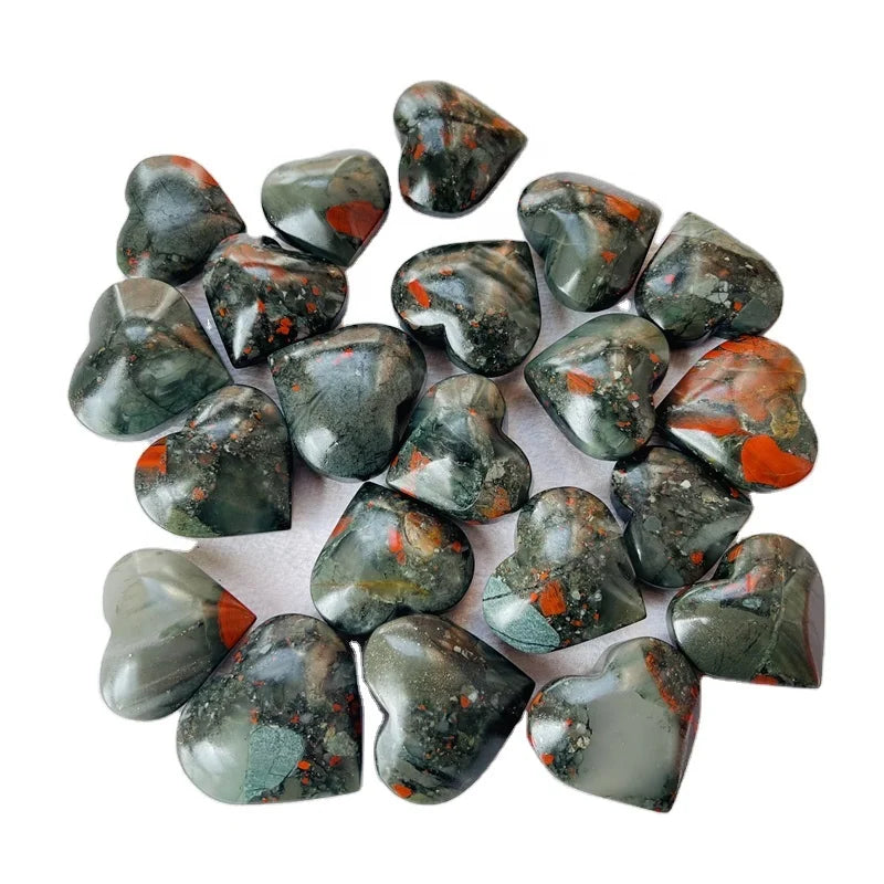 Wholesale Natural Reiki Stone Crystal Heart Africa Blood Stone Heart for Healing