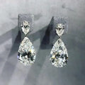 Huitan Women Wedding Jewelry Diamond Teardrop Dangle Earrings Bridal Sparkle Water Drop Zirconia with White Drop Earrings