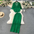 Korean 2 Piece Set for Women Top and High Waist Knitted Skirts Set Clothing Wholesale