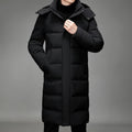 Men Winter Puffer Jacket Hooded Zip up Long Coat Warm Quilted Men Coats and Jackets With Pockets