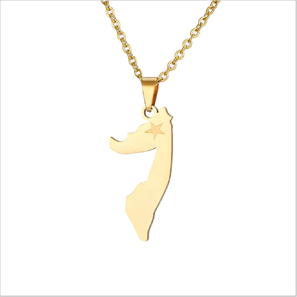 Fashion Titanium Stainless Steel African Map Pendant Necklace Jewelry