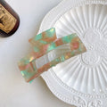 England Style Rectangular Ponytail Hair Claws Fashion Fresh Strong Acrylic Acetate Checkered Hair Clips for Girls