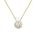 18K Real Yellow Gold Lab Grown Necklace Classic Round Pedant Necklace Jewelry for Women