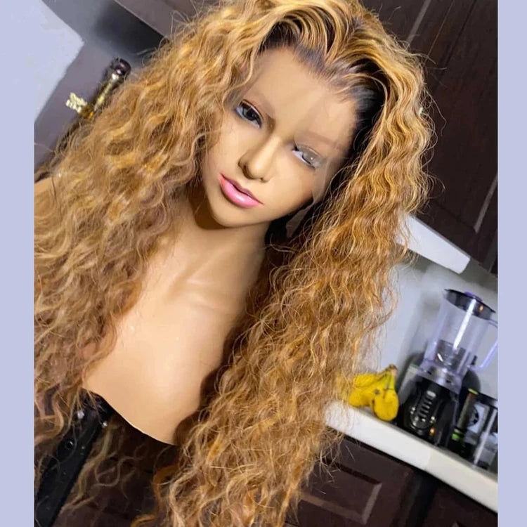 Water Wave Wholesale Cheap Virgin Brazilian Human Hair Honey Brown 13x4 Lace Front Wigs Natural Hairline Cuticle Aligned Hair
